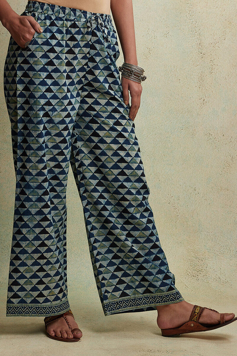 Ajrak Block Printed Cotton Farsi Pants
