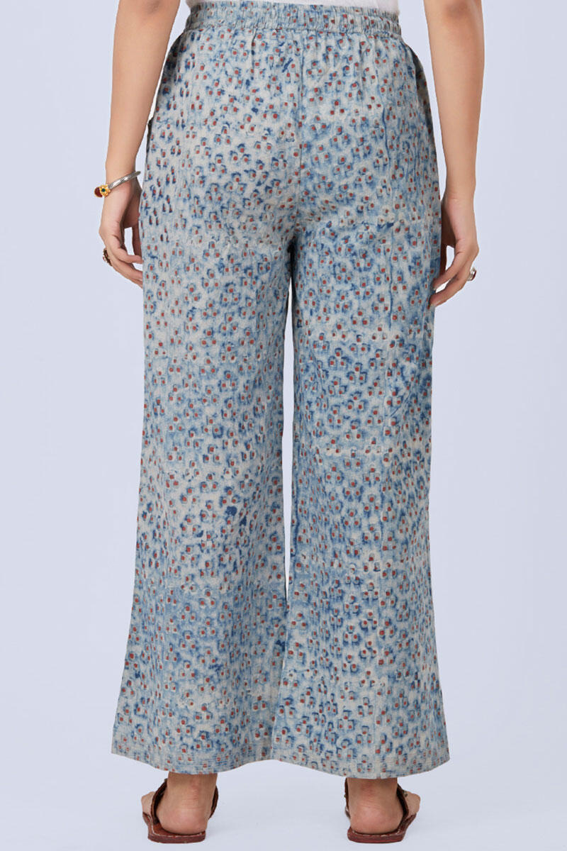 Indigo Block Printed Cotton Farsi Pants