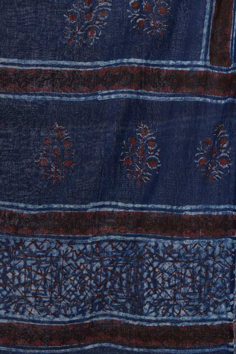 Indigo Block Printed Cotton Dupatta