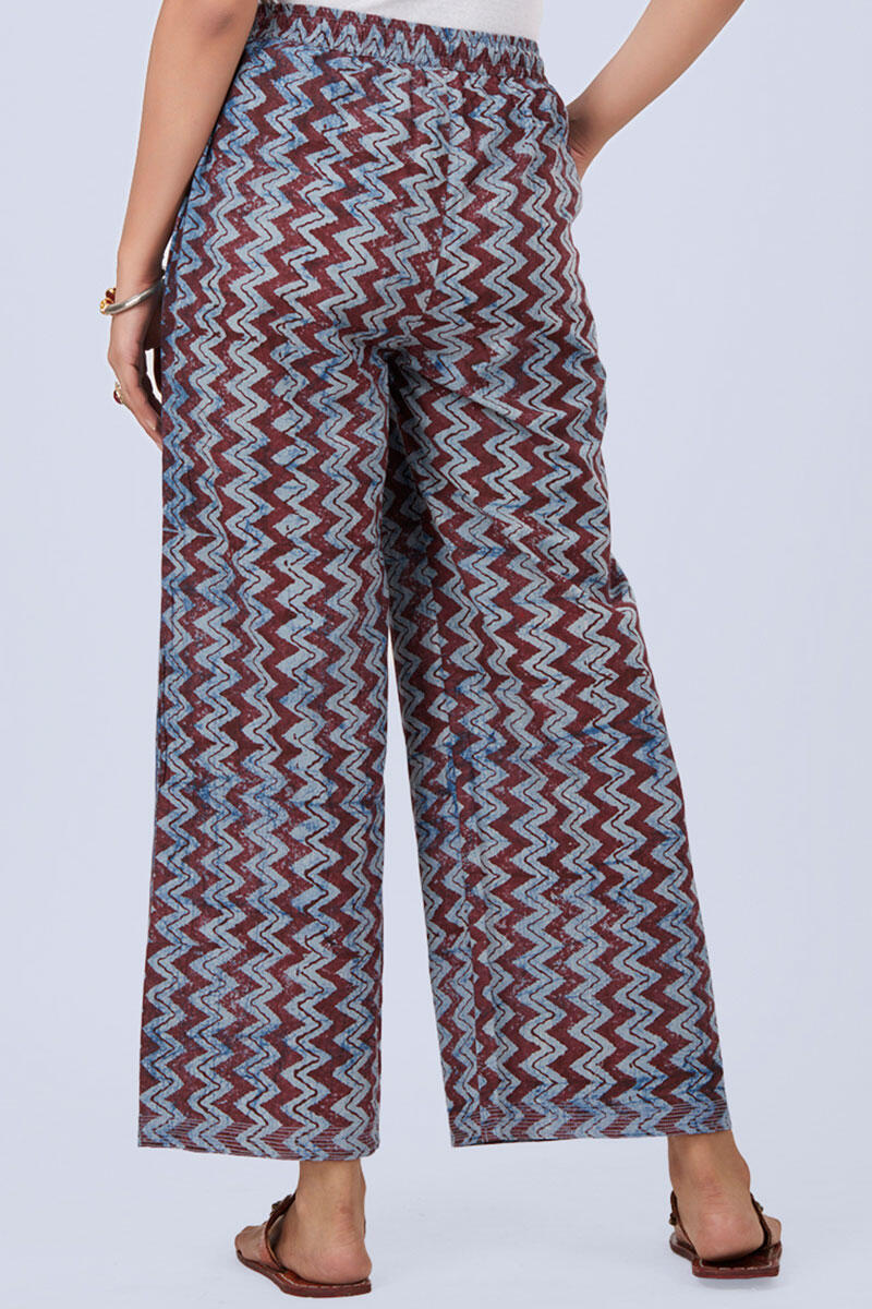 Indigo Block Printed Cotton Farsi Pants