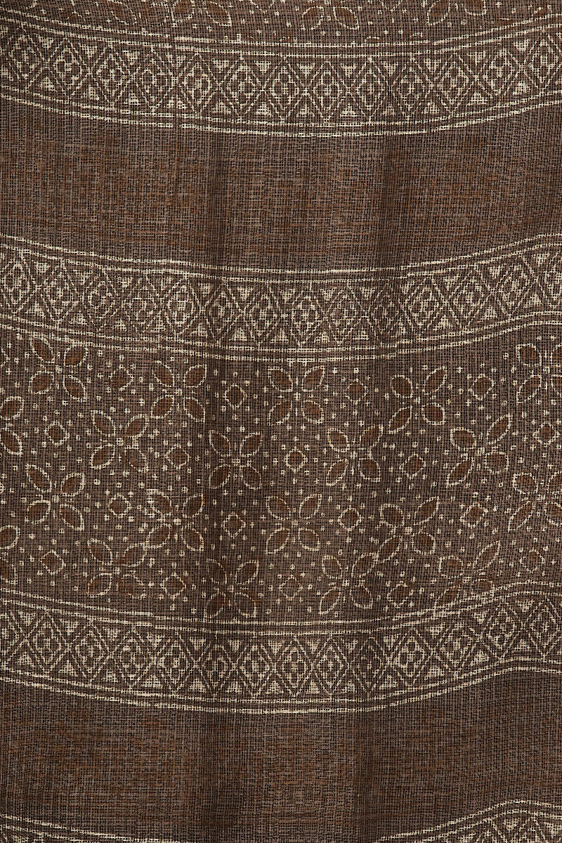 Brown Block Printed Kota Dupatta