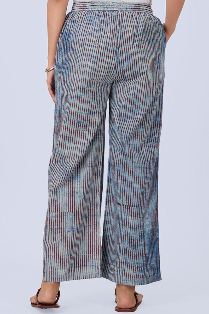 Indigo Block Printed Cotton Farsi Pants