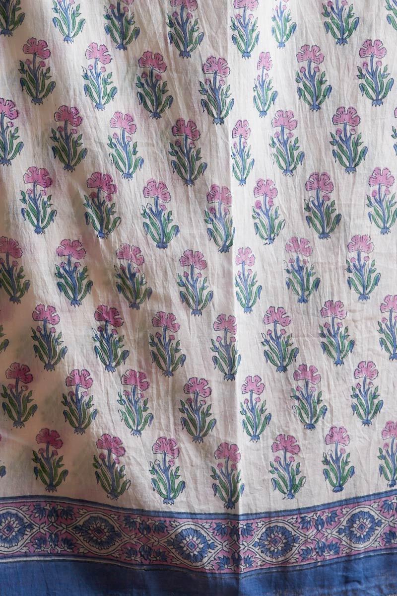 Purple Block Printed Cotton Dupatta