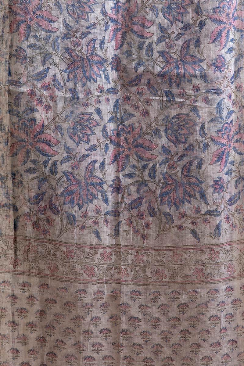Blue Block Printed Kota Dupatta