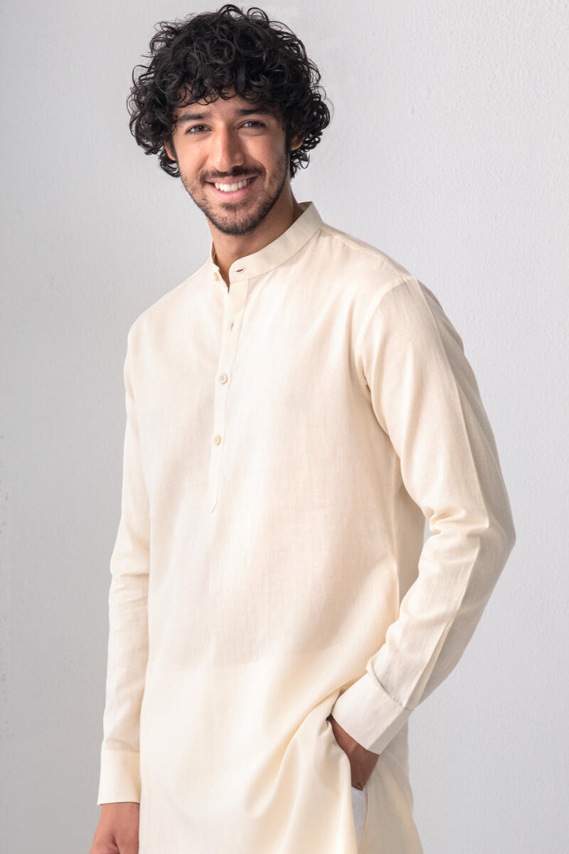 Yellow Handcrafted Cotton Kurta