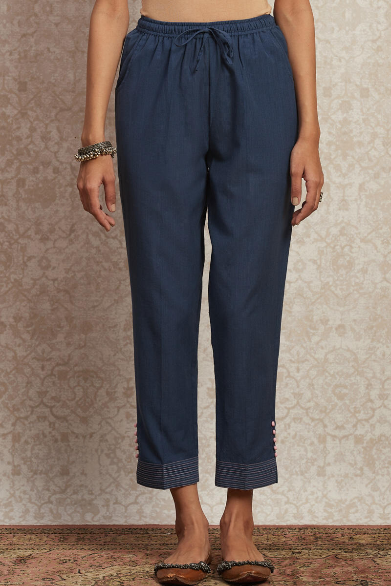 Blue Handcrafted Cotton Pants