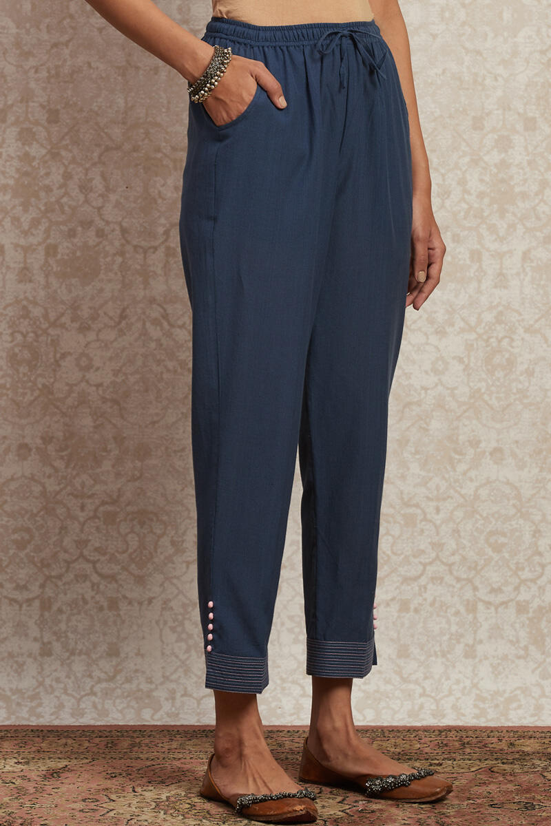 Blue Handcrafted Cotton Pants