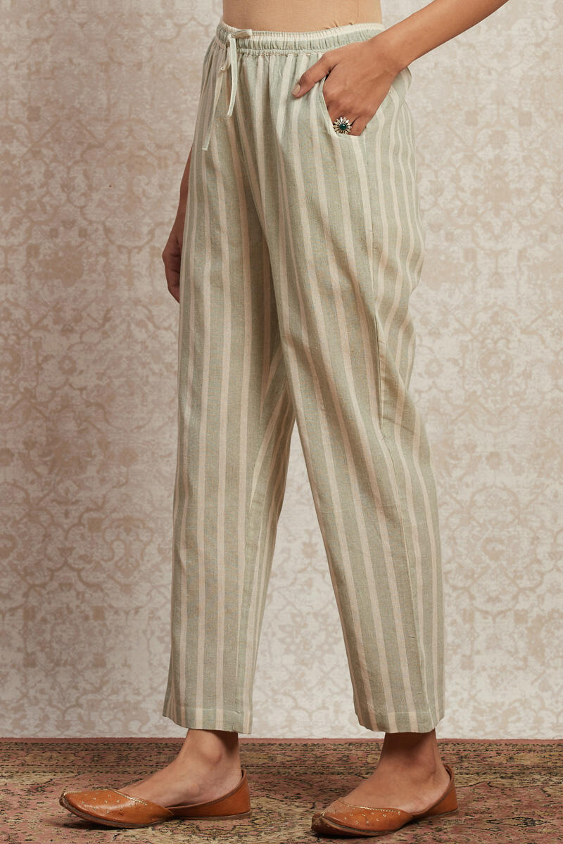 Green Handcrafted Cotton Pants