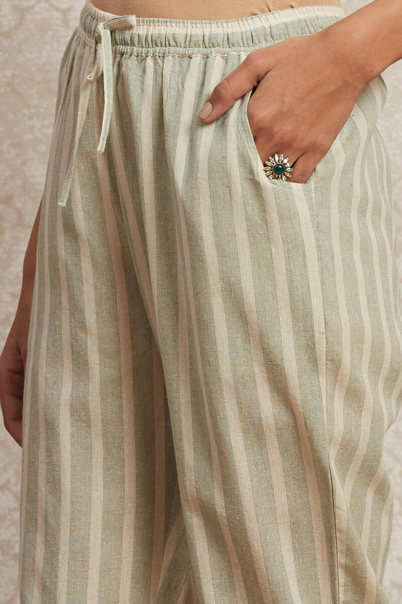 Green Handcrafted Cotton Pants