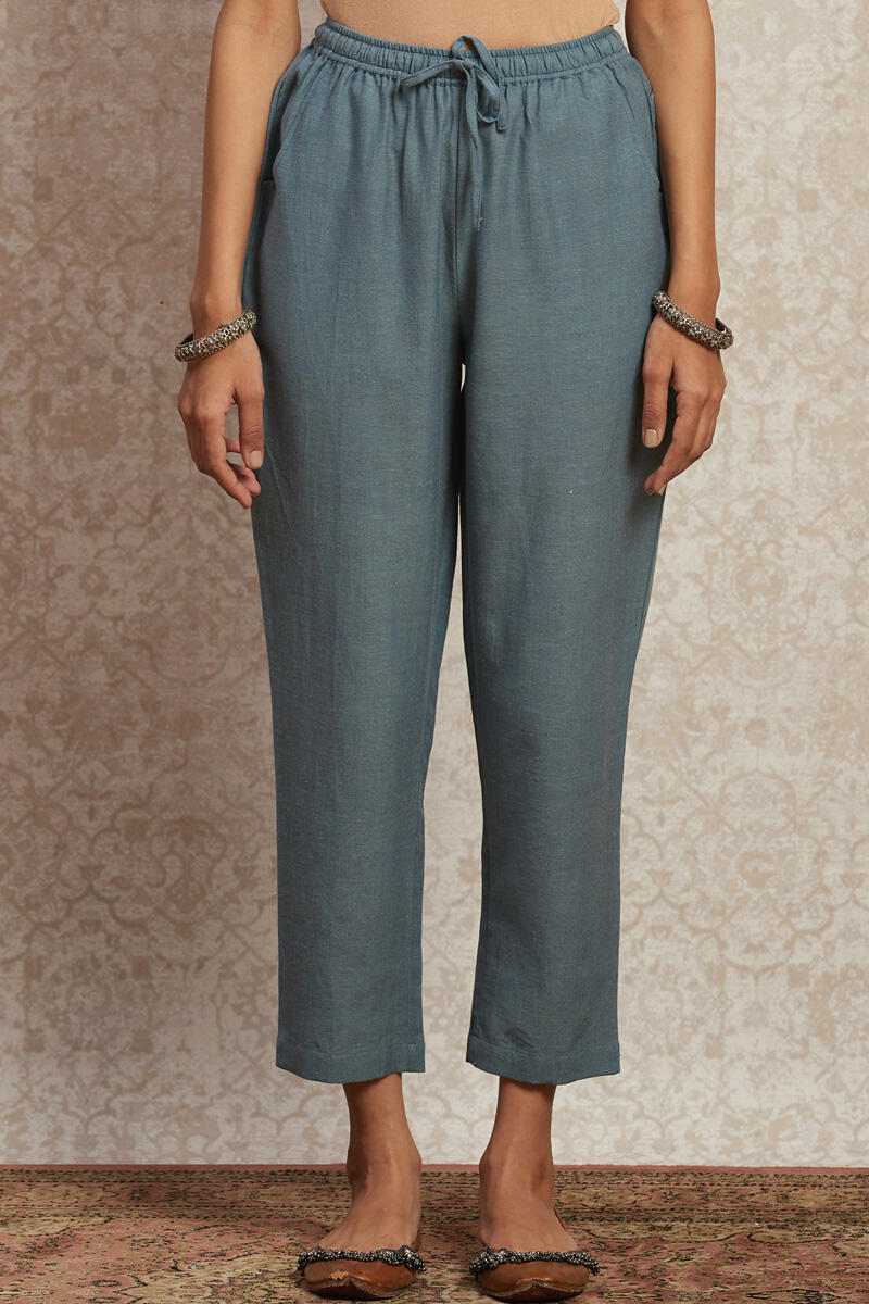 Blue Handcrafted Cotton Pants