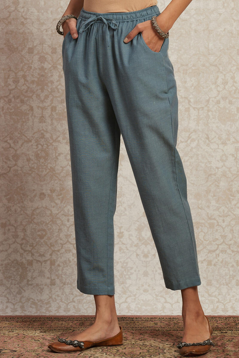 Blue Handcrafted Cotton Pants