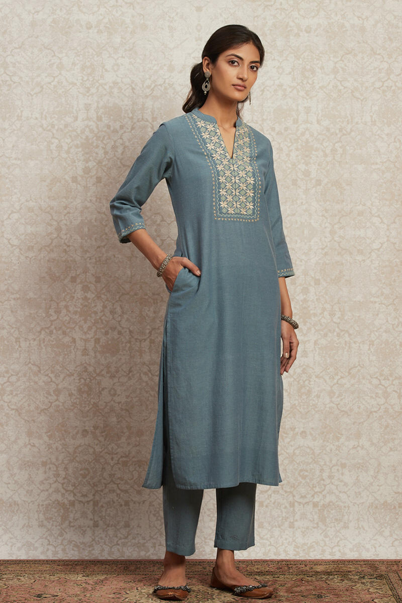 Blue Handcrafted Cotton Pants