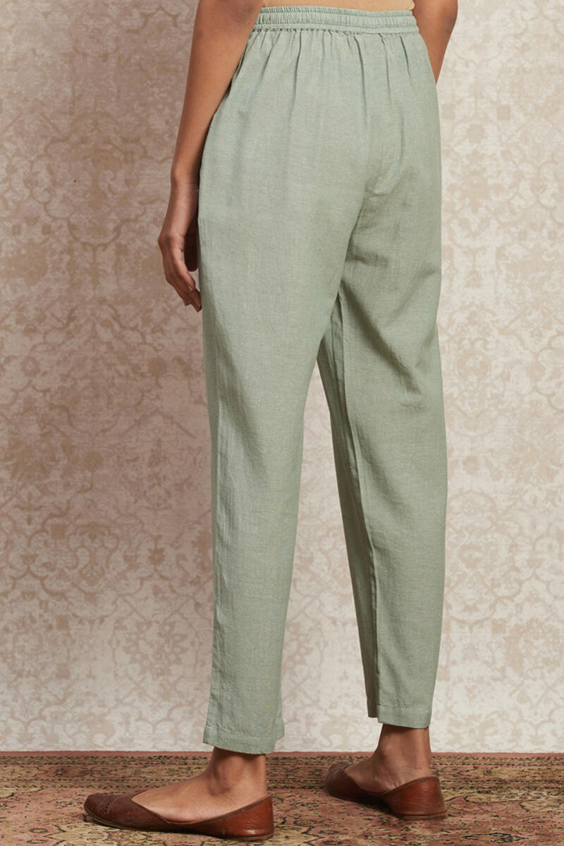 Green Handcrafted Cotton Pants