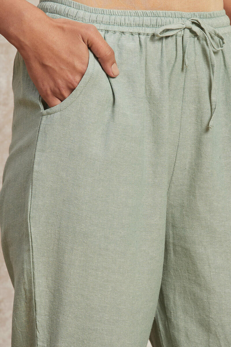 Green Handcrafted Cotton Pants