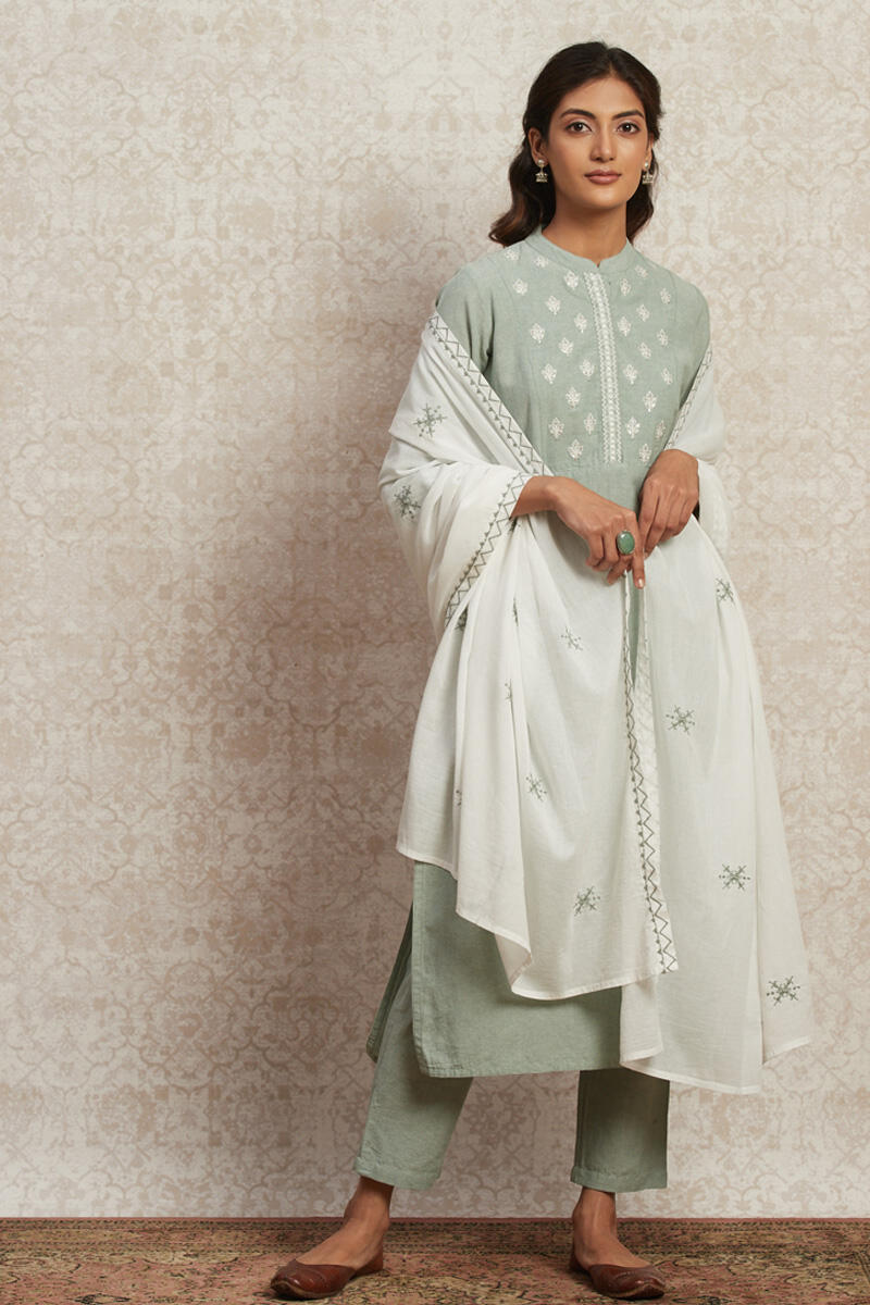 Green Handcrafted Cotton Pants