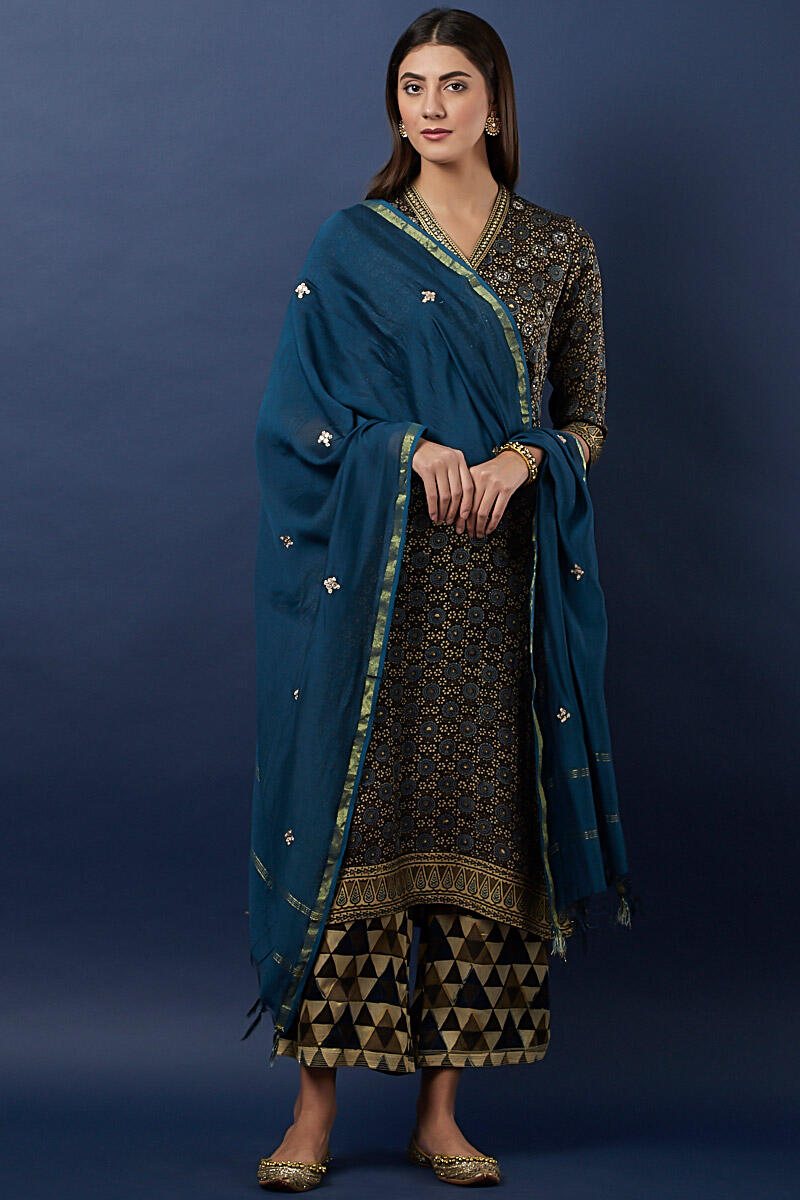 Indigo Handcrafted Chanderi Dupatta