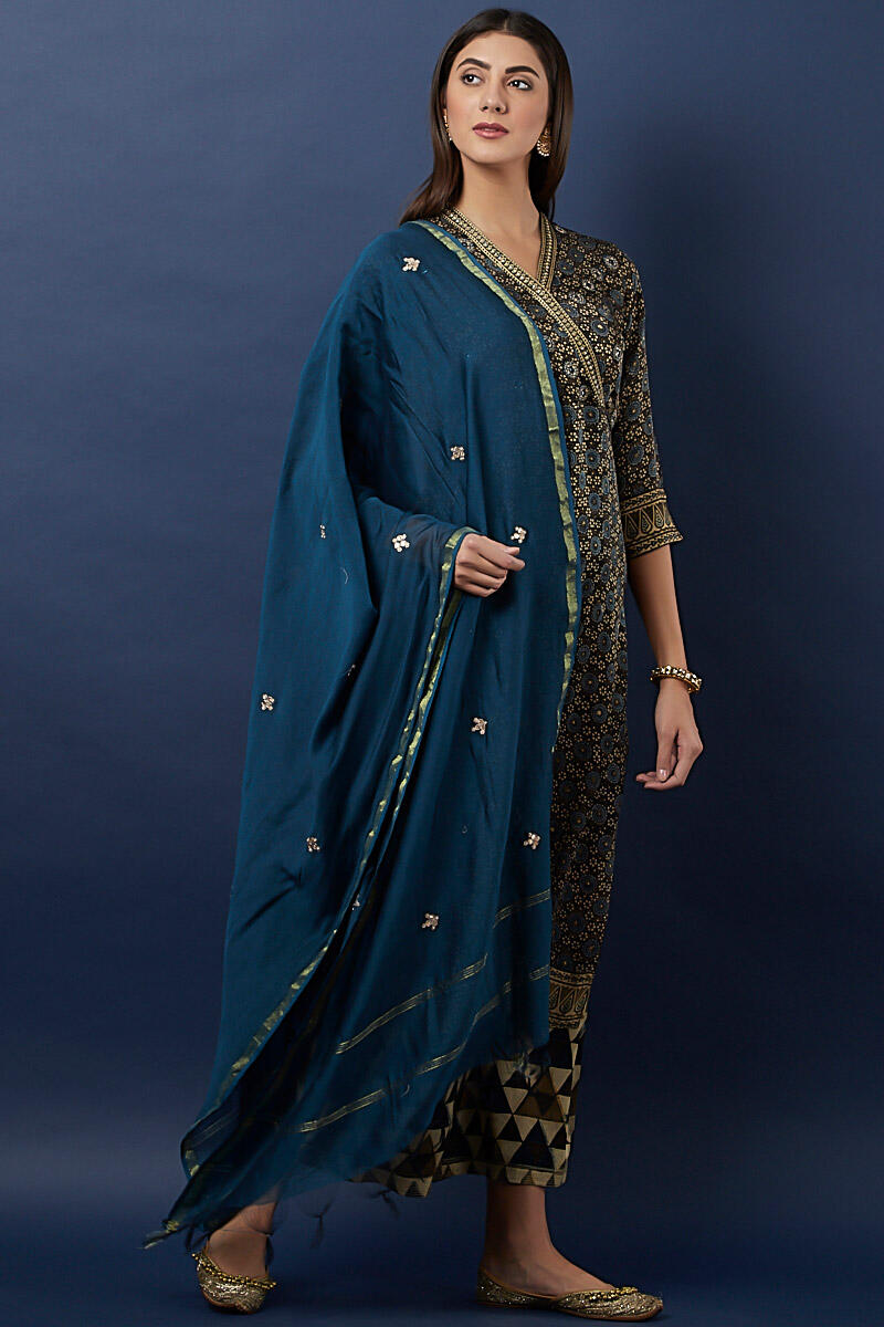 Indigo Handcrafted Chanderi Dupatta