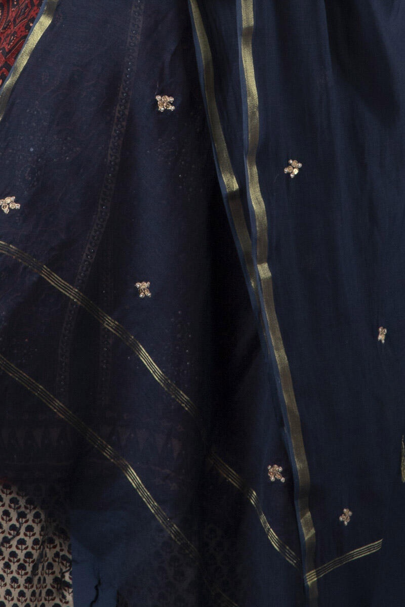 Indigo Handcrafted Chanderi Dupatta