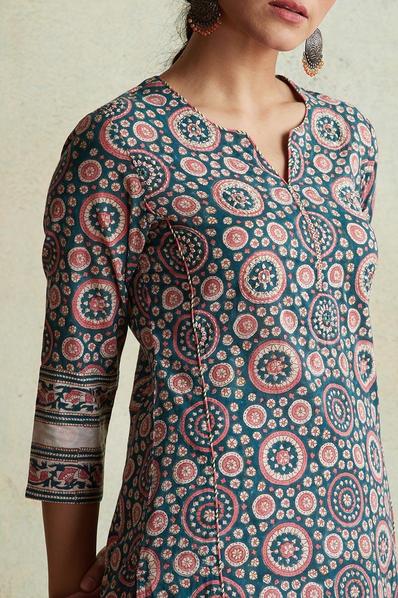 Sanganeri Block Printed Straight Cotton Kurta