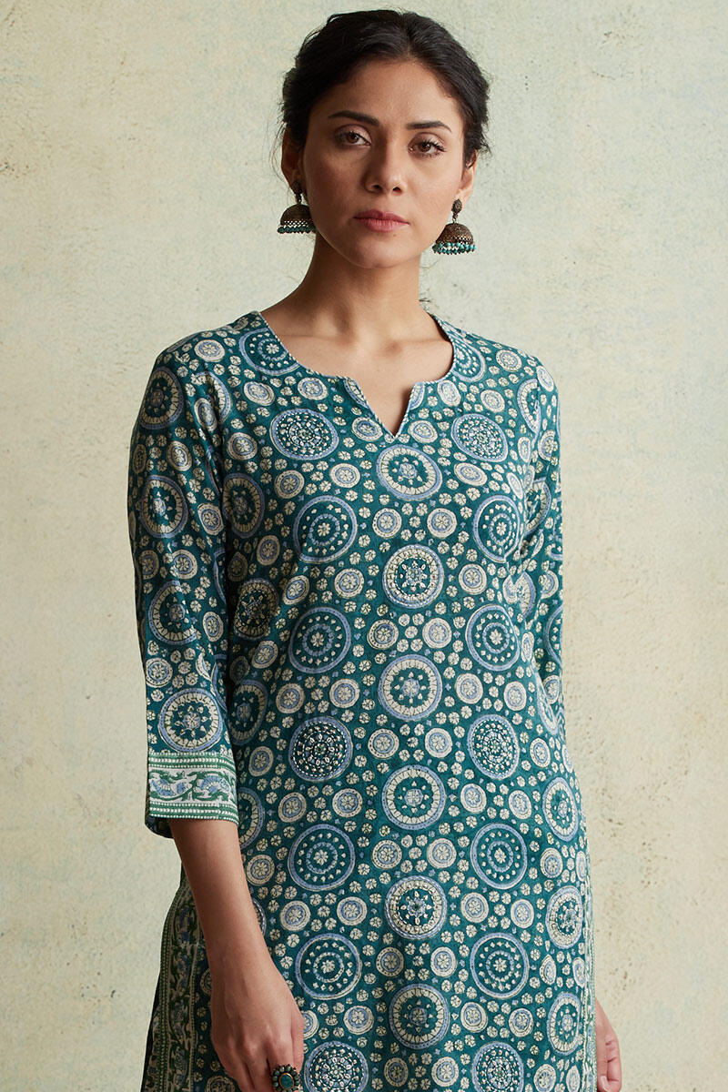 Sanganeri Block Printed Straight Cotton Kurta