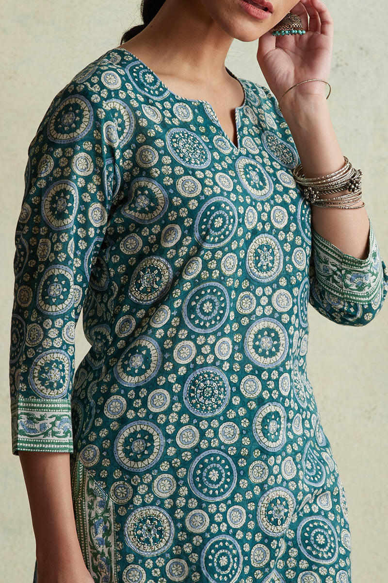 Sanganeri Block Printed Straight Cotton Kurta