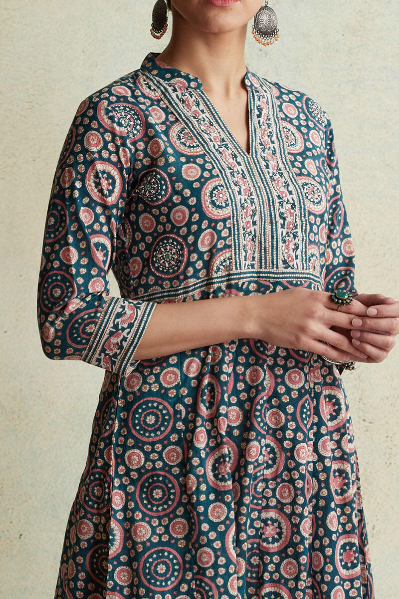 Sanganeri Block Printed Anarkali Cotton Kurta