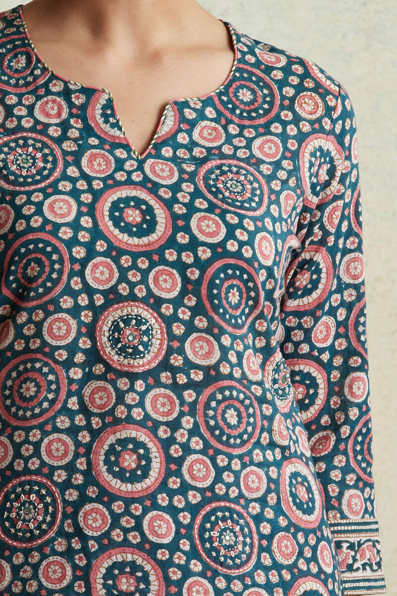 Sanganeri Block Printed Straight Cotton Kurta
