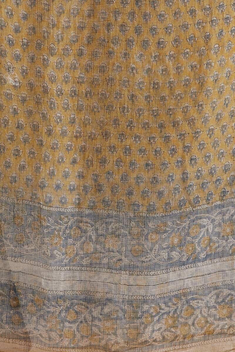 Mustard Block Printed Kota Dupatta