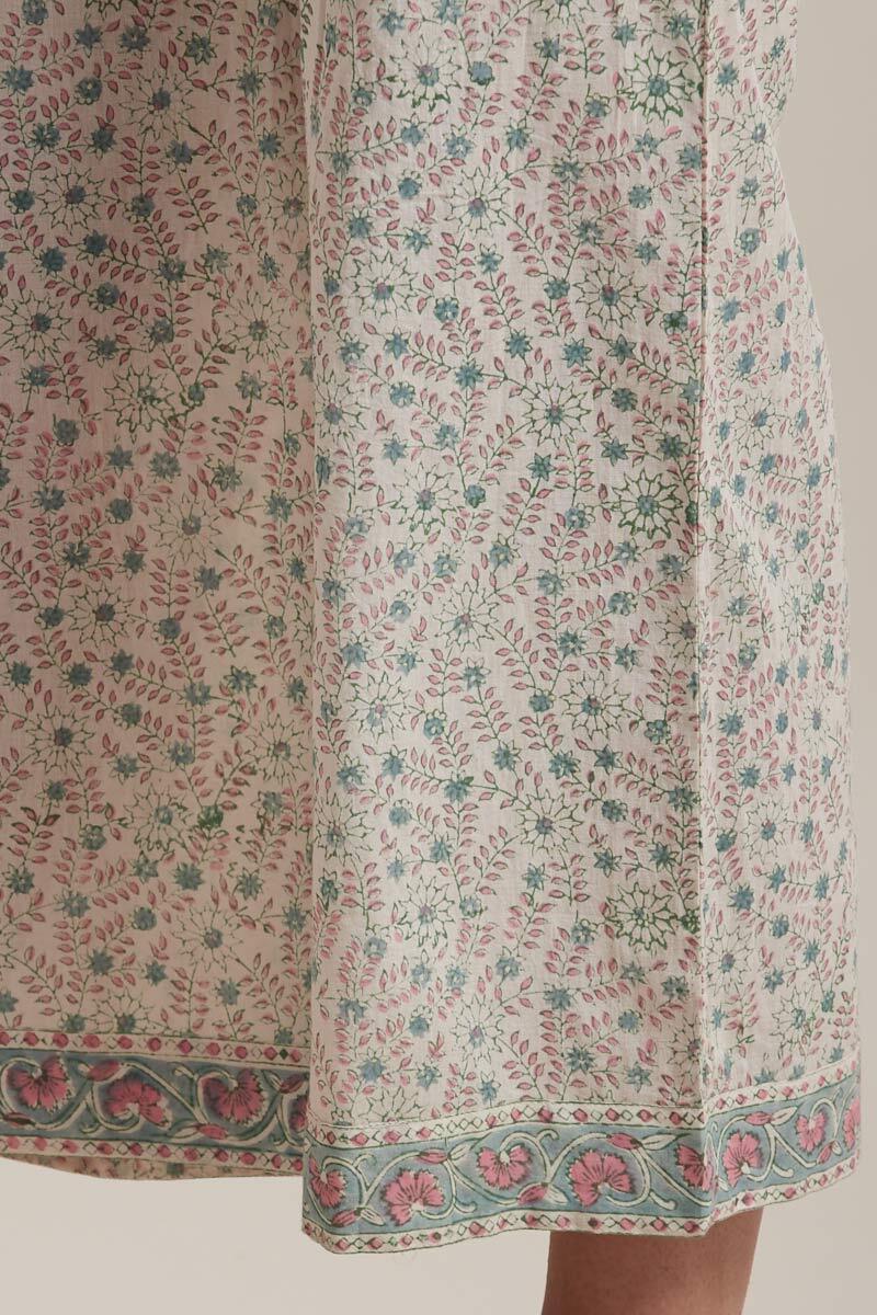 White Block Printed Cotton Farsi Pants