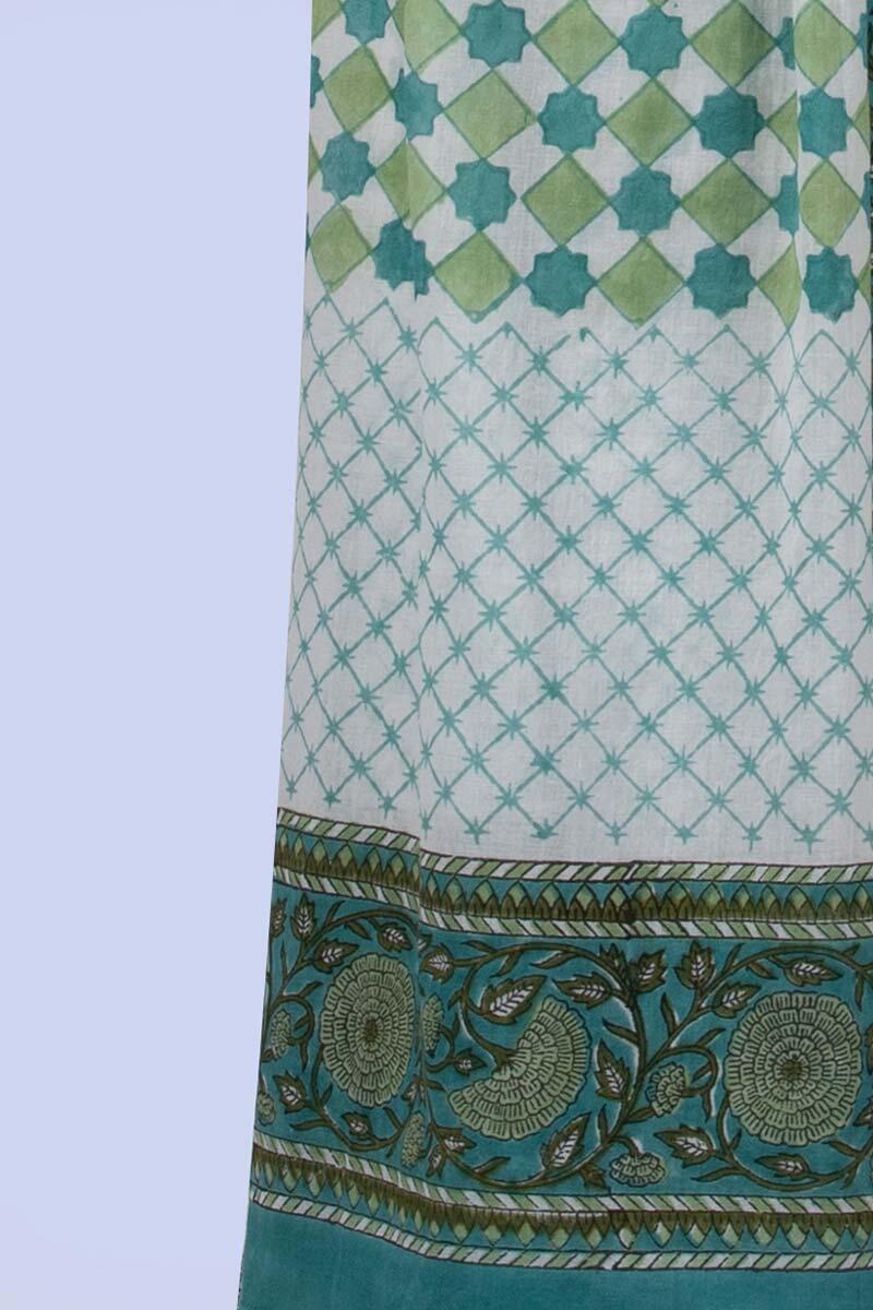 Green Block Printed Cotton Dupatta