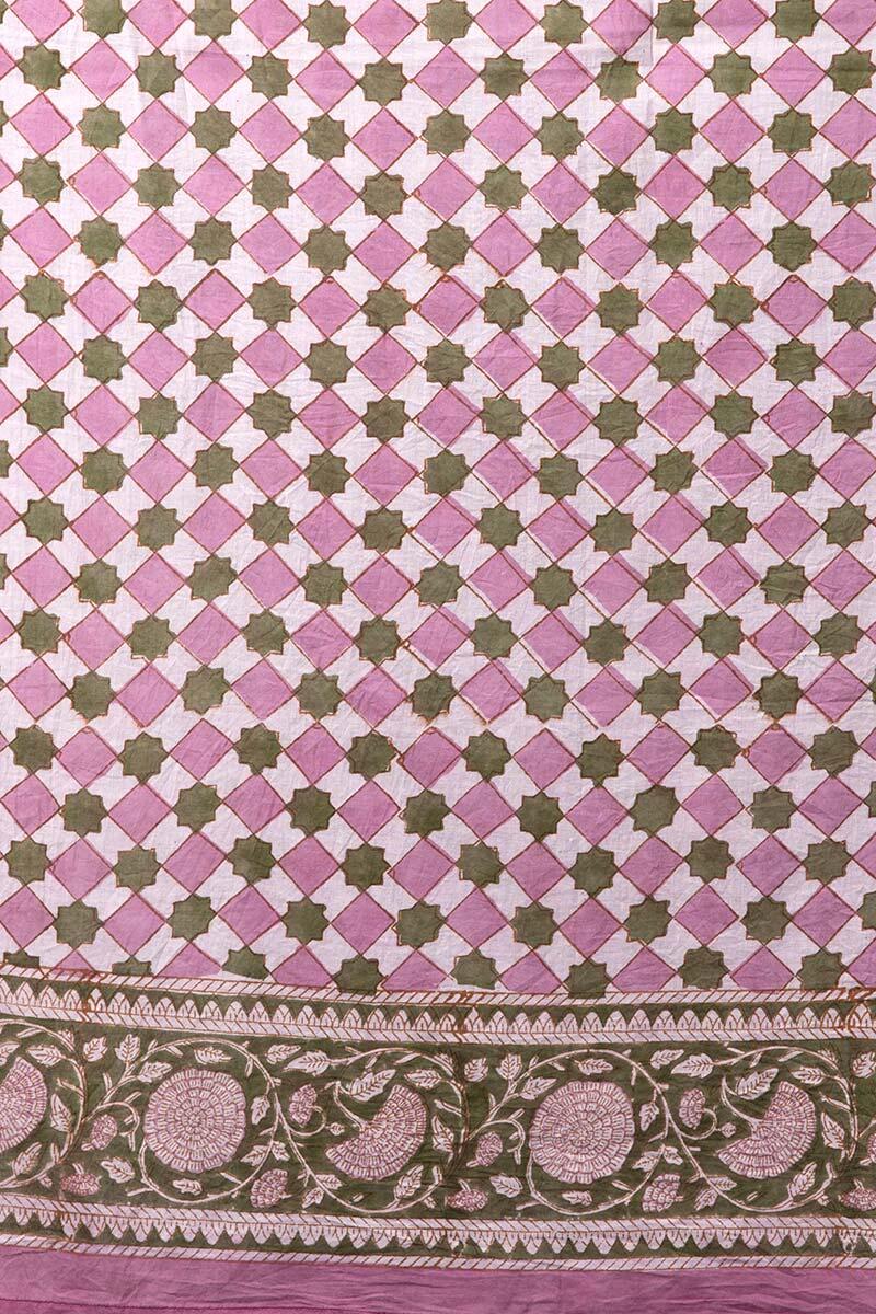 Pink Block Printed Cotton Dupatta