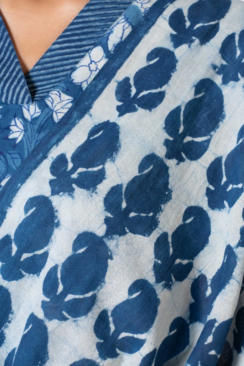 Indigo Block Printed Cotton Dupatta