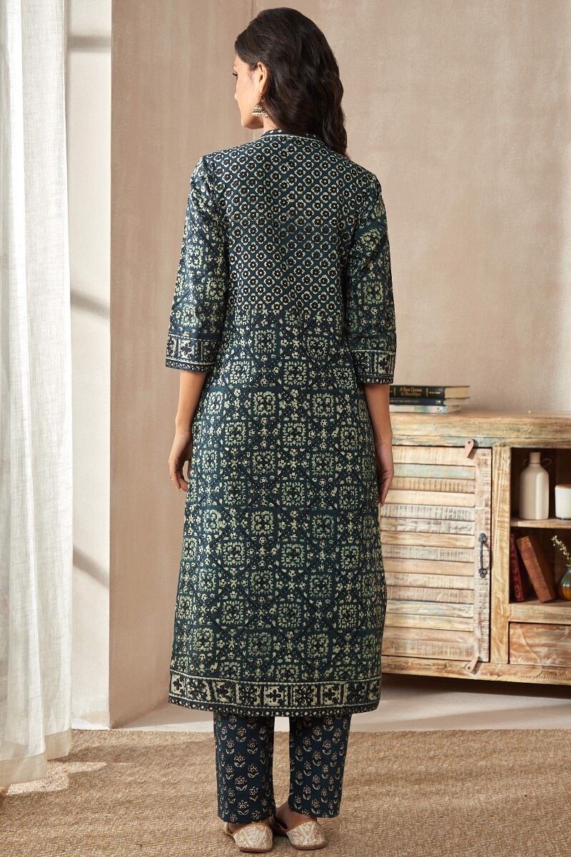 Bagru Hand Block-Printed Straight Cotton Kurta