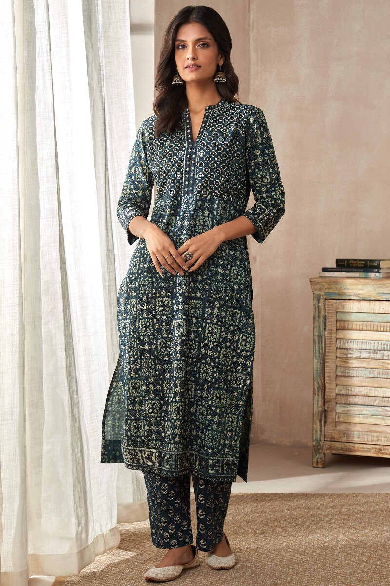 Bagru Hand Block-Printed Straight Cotton Kurta