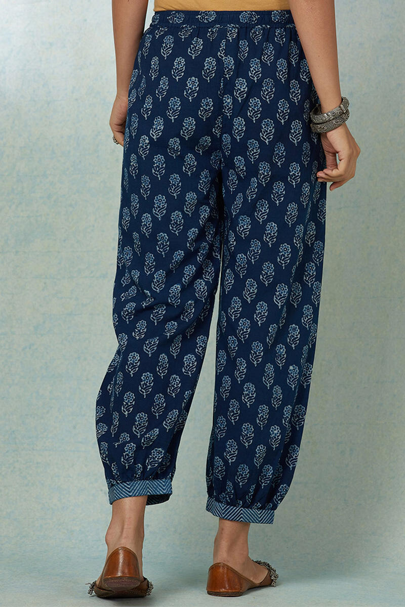 Indigo Block Printed Cotton Izhaar Pants