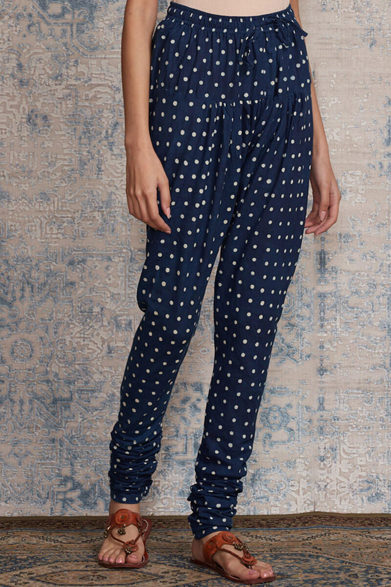 Indigo Block Printed Cotton Churidar