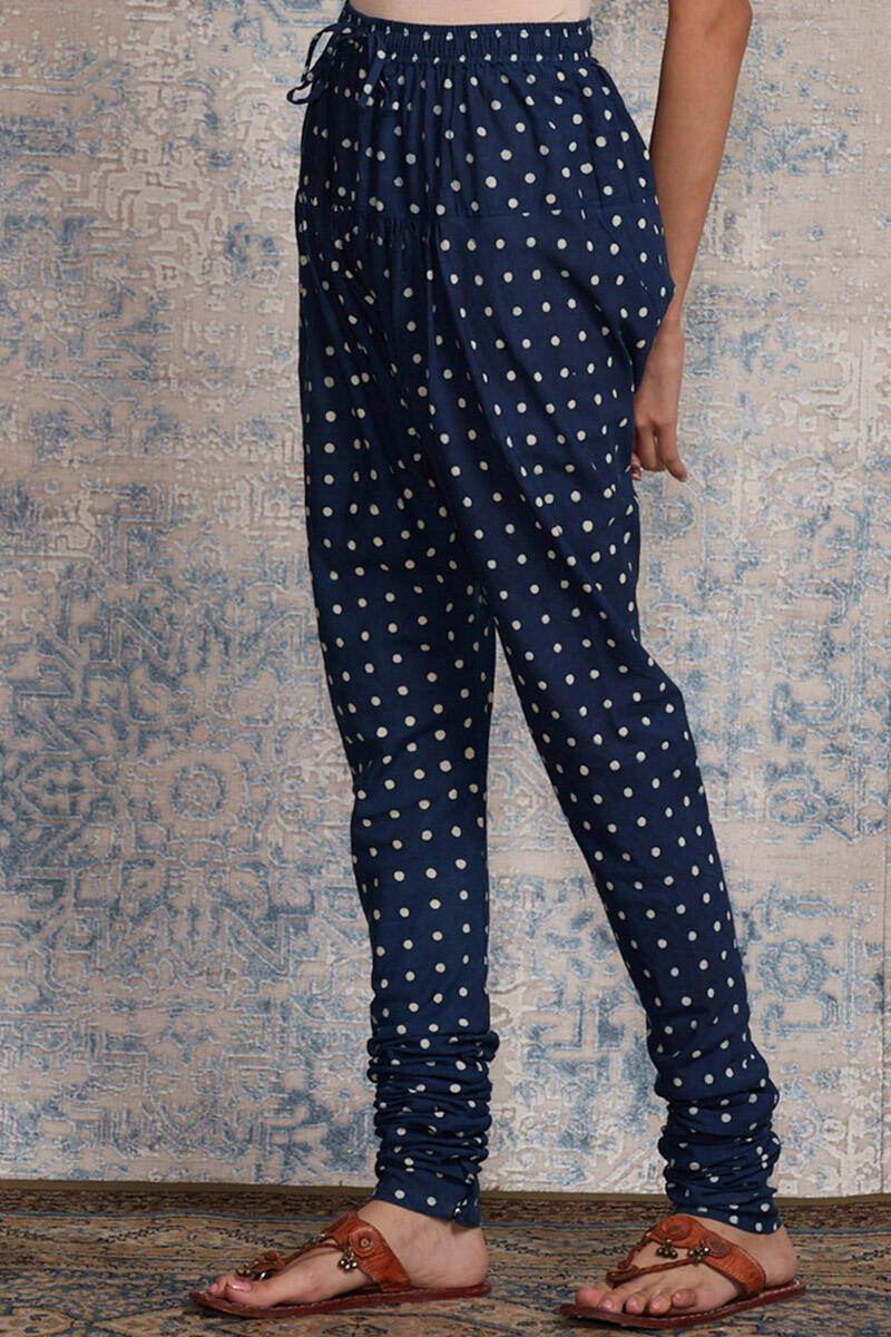 Indigo Block Printed Cotton Churidar