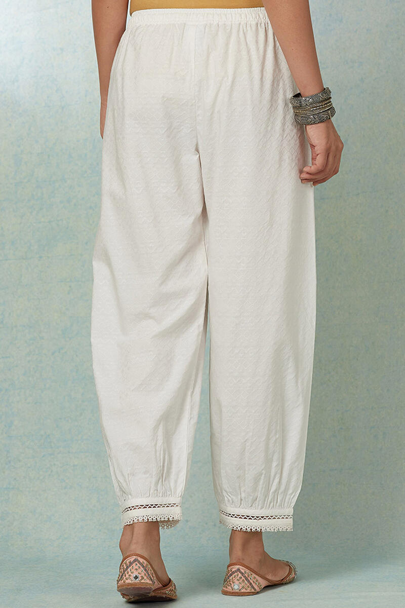 White Handcrafted Cotton Izhaar Pants
