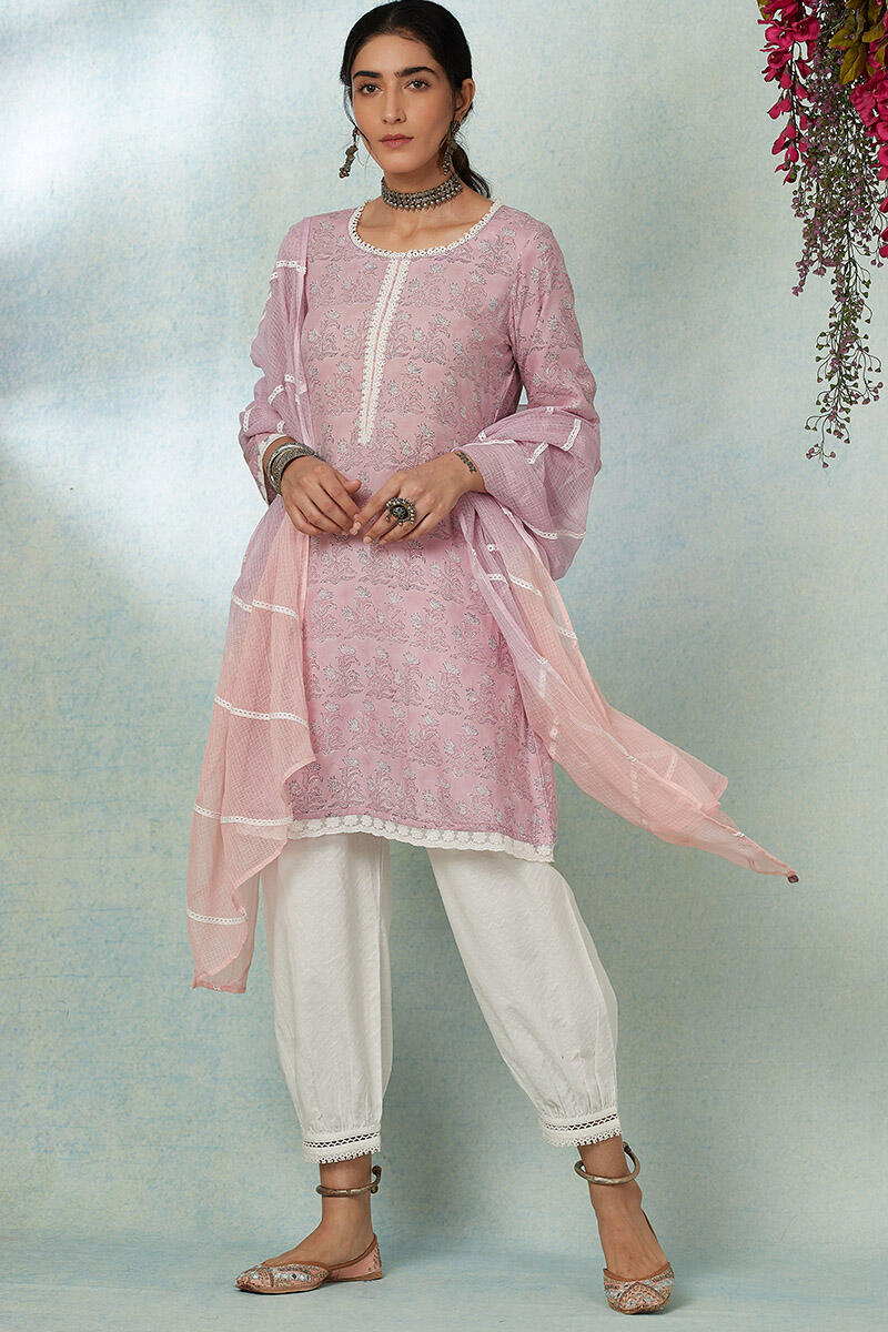 White Handcrafted Cotton Izhaar Pants
