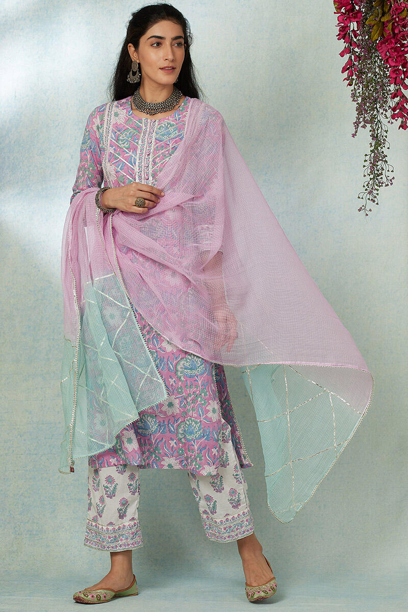Purple Handcrafted Kota Dupatta