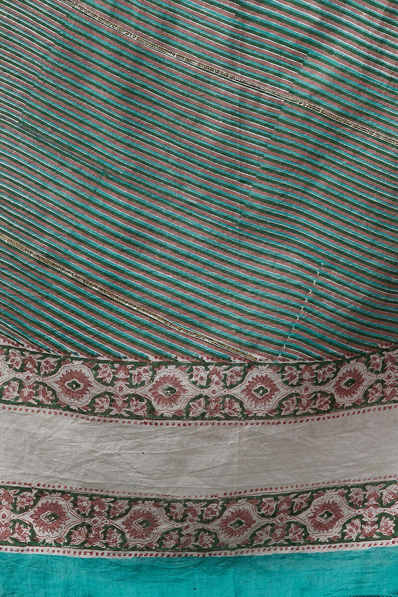 Green Block Printed Cotton Dupatta