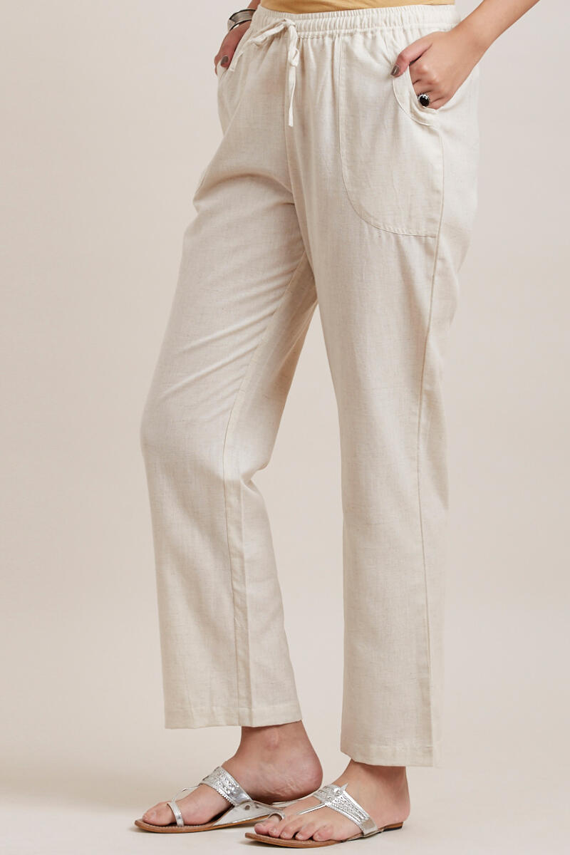 Off-White Handcrafted Cotton Pants