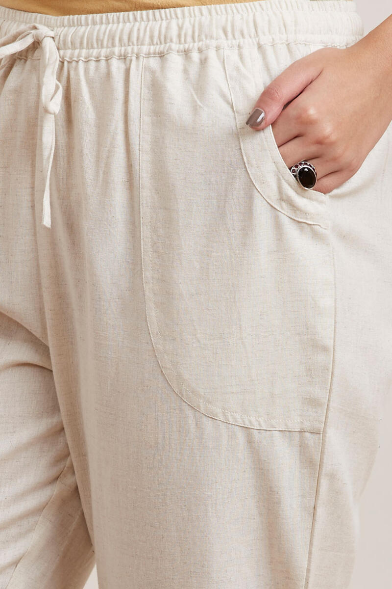 Off-White Handcrafted Cotton Pants