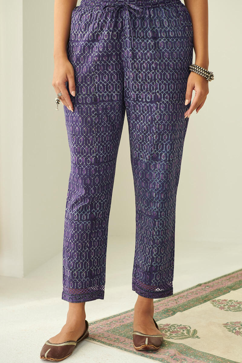 Akola Hand Block Printed Cotton Narrow Pants