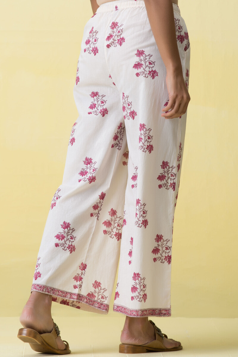 Off-White Block Printed Cotton Farsi Pants