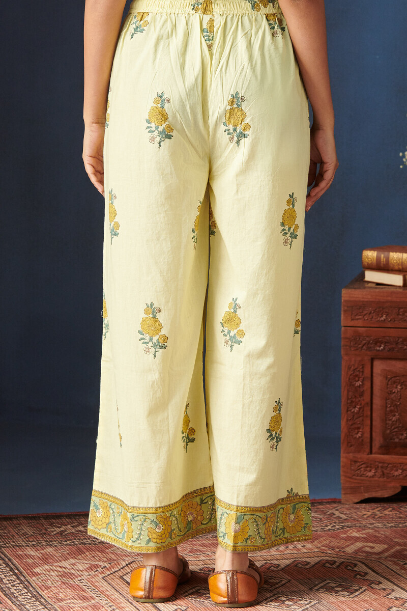 Yellow Hand Block-Printed Cotton Farsi