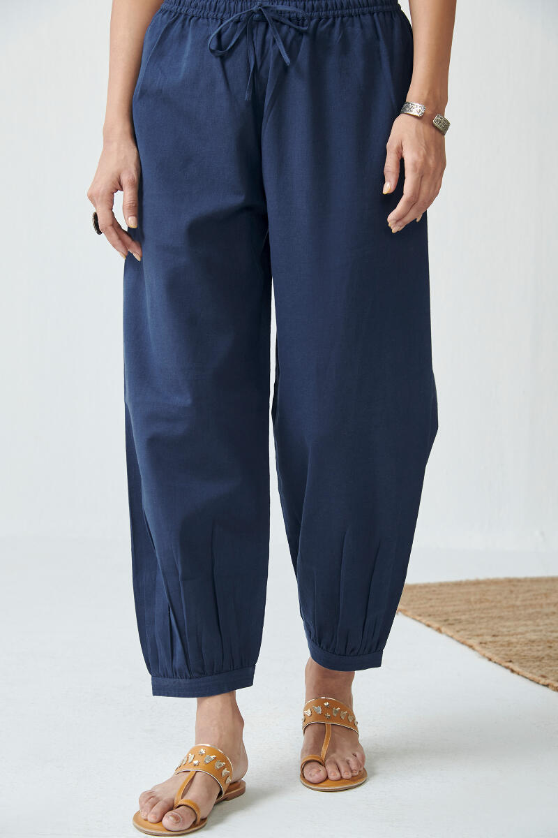 Blue Handcrafted Cotton Izhaar Pants