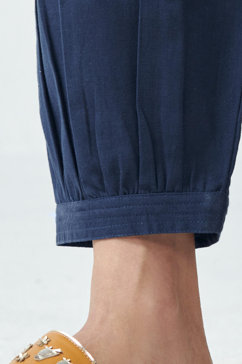 Blue Handcrafted Cotton Izhaar Pants