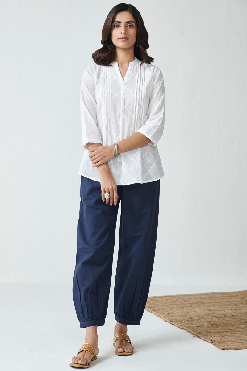 Blue Handcrafted Cotton Izhaar Pants