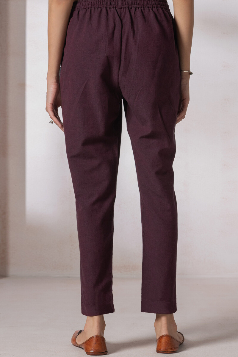 Maroon Handcrafted Handloom Narrow Pants